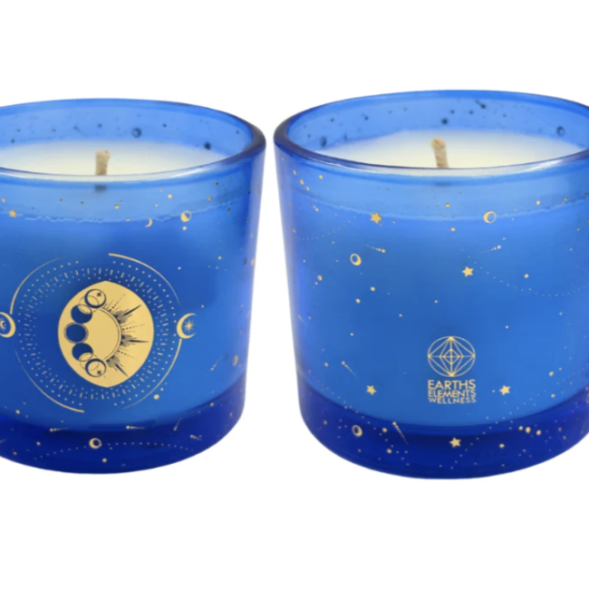Moon Phase Candle Set of 4 - New Moon (Guava, Rum & Vanilla), Waxing Moon (White Tea, Ginger & Amber), Full Moon (Cotton, Bergamot & Sandalwood), and Waning Moon (Ocean Mist, Arum, & Amber) 3.5 oz