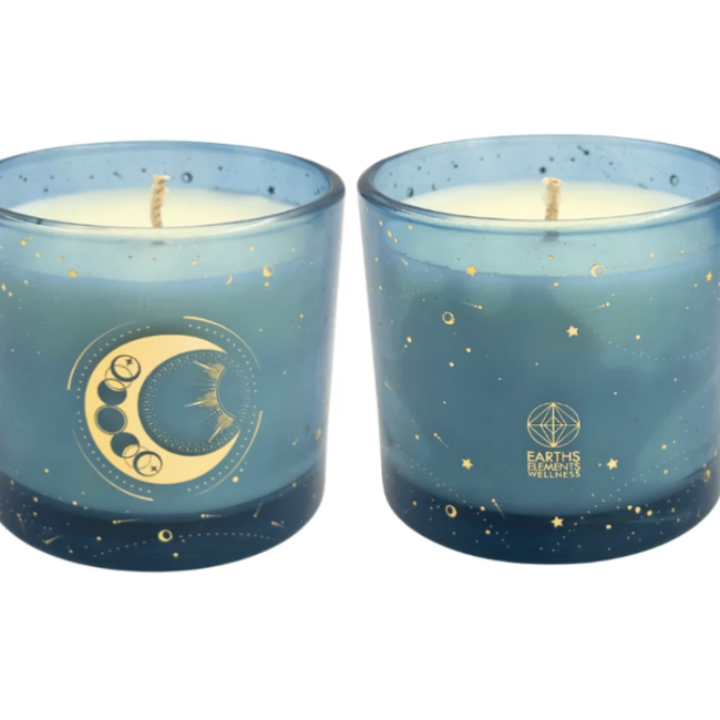 Moon Phase Candle Set of 4 - New Moon (Guava, Rum & Vanilla), Waxing Moon (White Tea, Ginger & Amber), Full Moon (Cotton, Bergamot & Sandalwood), and Waning Moon (Ocean Mist, Arum, & Amber) 3.5 oz