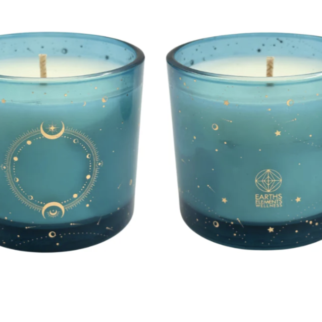 Moon Phase Candle Set of 4 - New Moon (Guava, Rum & Vanilla), Waxing Moon (White Tea, Ginger & Amber), Full Moon (Cotton, Bergamot & Sandalwood), and Waning Moon (Ocean Mist, Arum, & Amber) 3.5 oz