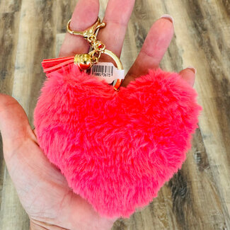Pink Puffy Heart Keychains