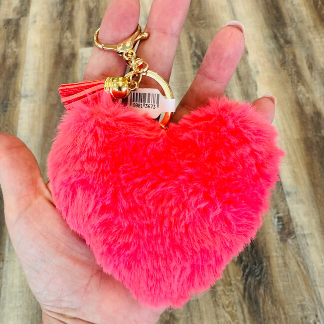 Pink Puffy Heart Keychains