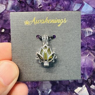 Green Sapphire (AAA Grade) Bead in Lotus Cage Pendant