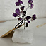 Amethyst Bonsai Tree on Clear Quartz - 3" Mini - Chips Silver Wire