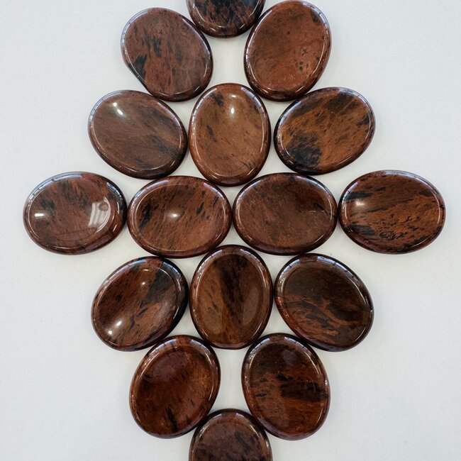 Mahogany Obsidian Worry (Thumb Fidget Relaxation Pocket) Stones - Large Oval