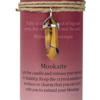 Stability Pillar Candle - Mookaite (Mookite Mooakite Mook) Jasper Charm Point Necklace - Ritual