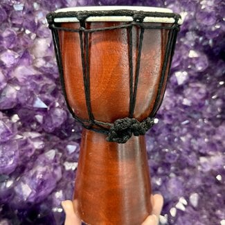 Brown Jimbe Djembe Drum - 4" Diameter 8" Height