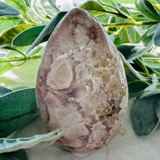 Flower Agate (Cherry Blossom) Flame - Round Egg Large
