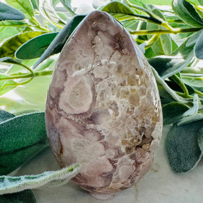 Flower Agate (Cherry Blossom) Flame - Round Egg Large