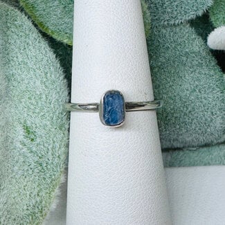 Blue Kyanite Rings - Size 4 Rough Raw Natural - Bezel Set Sterling Silver