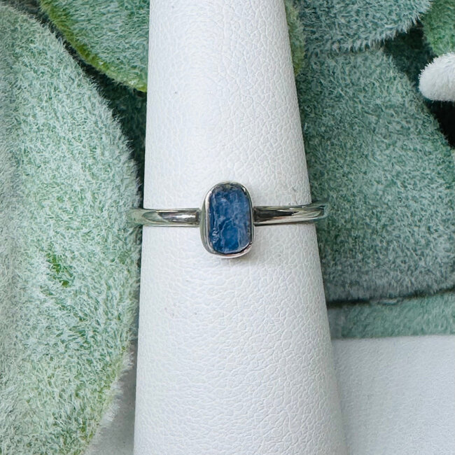 Blue Kyanite Rings - Size 4 Rough Raw Natural - Bezel Set Sterling Silver