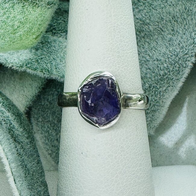 Amethyst Rings - Size 8 Rough Bezel Set - Sterling Silver Natural Raw