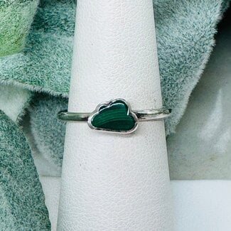 Malachite Rings - Size 6 Cloud Bezel Set - Sterling Silver