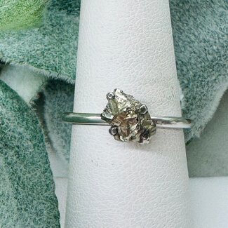 Pyrite Rings - Size 7 Rough Prong Claw Set - Raw Natural - Sterling Silver