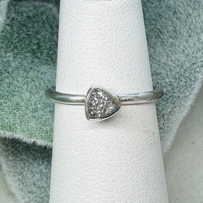 Titanium Rings - Size 4 Rough Bezel Set - Sterling Silver Druzy Raw Natural