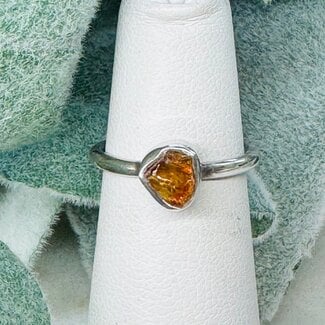 Citrine Rings - Size 4 Rough Bezel Set - Sterling Silver Raw Natural