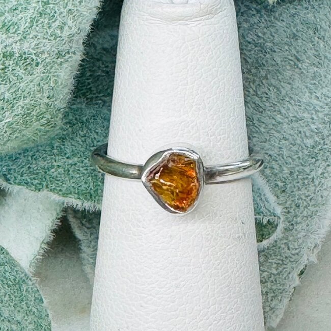 Citrine Rings - Size 4 Rough Bezel Set - Sterling Silver Raw Natural