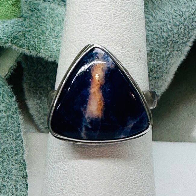Sunset Sodalite Rings - Size 8 Triangle Bezel Set - Sterling Silver