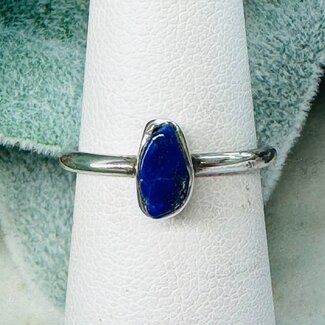 Lapis Lazuli Rings - Size 4 Bezel Set Free Form - Sterling Silver