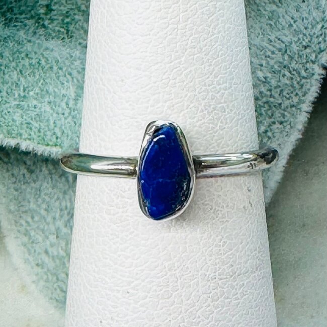 Lapis Lazuli Rings - Size 4 Bezel Set Free Form - Sterling Silver