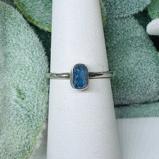 Blue Kyanite Rings - Size 7 Rough Raw Natural - Bezel Set Sterling Silver