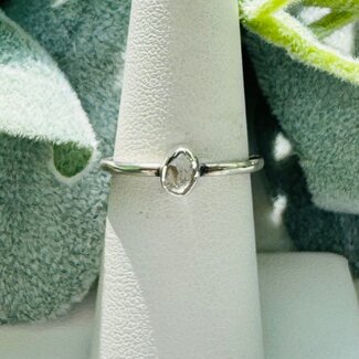 Herkimer Diamond Rings - Size 6 Rough Bezel Set - Raw Natural Sterling Silver