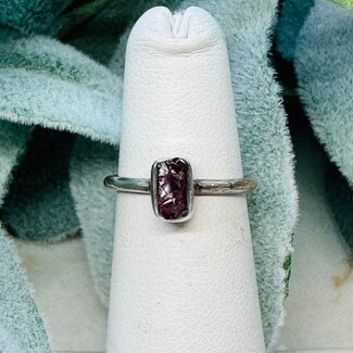 Red Garnet Rings - Size 9 Bezel Set Rough Raw Natural - Sterling Silver