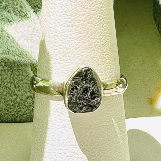 Black Tourmaline Rings - Size 7 Rough Bezel Set - Sterling Silver Natural Raw