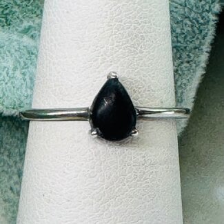 Shungite Rings - Size 6 Teardrop Pear Prong Claw - Sterling Silver