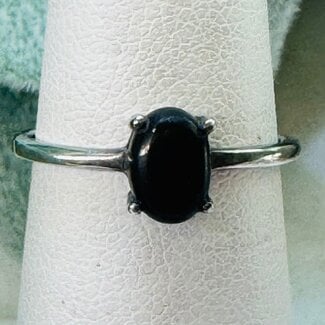 Shungite Rings - Size 6 Oval Prong Claw Set - Sterling Silver