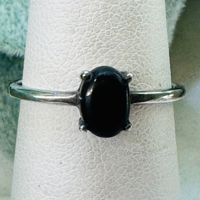 Shungite Rings - Size 6 Oval Prong Claw Set - Sterling Silver