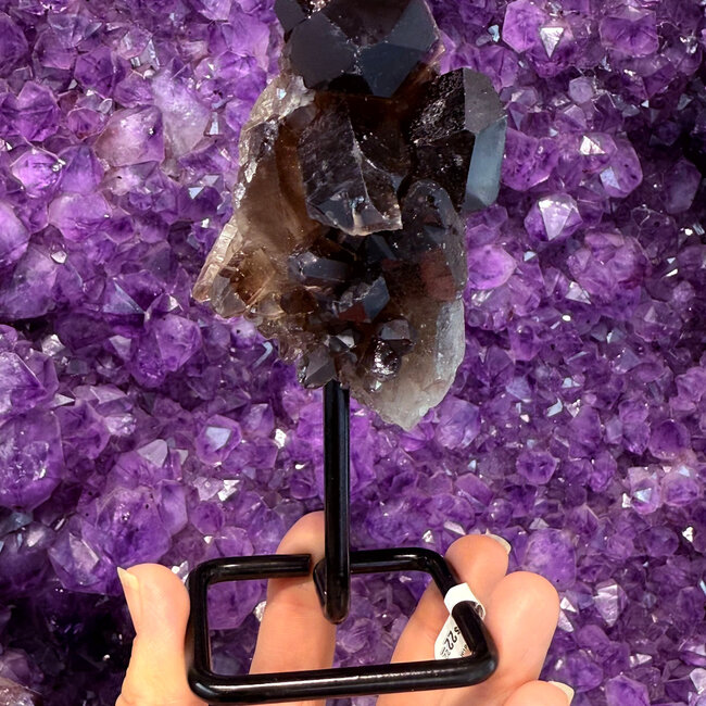 Smoky Quartz Cluster on Metal Pin Stand - Medium - Rough Raw Natural