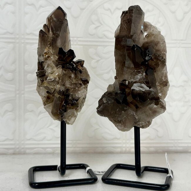 Smoky Quartz Cluster on Metal Pin Stand - Medium - Rough Raw Natural