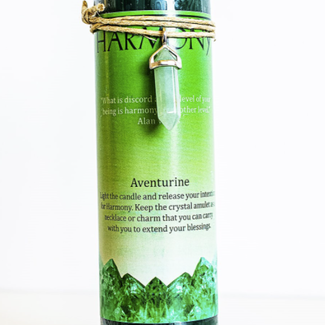 Harmony Pillar Candle - Green Aventurine Charm Point Necklace - Ritual Harmony Pillar Candle - Green Aventurine Charm Point Necklace - Ritual