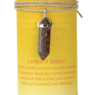 Assurance Pillar Candle - Leopard Jasper Charm Point Necklace - Ritual Assurance Pillar Candle - Leopard Jasper Charm Point Necklace - Ritual