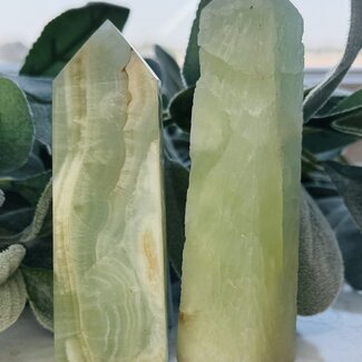 Pistachio (Sea Green) Calcite Obelisks  - Towers Points Generators - Medium