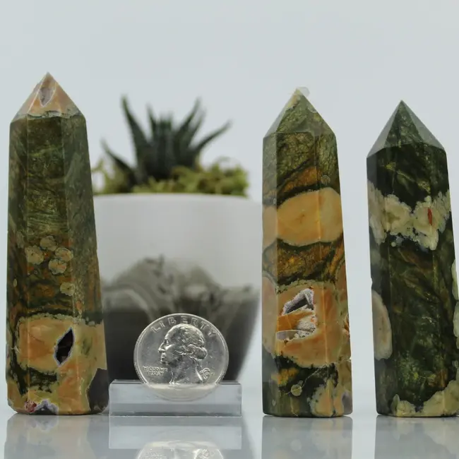 Green Rainforest Rhyolite Jasper Tower Point Generator -Medium 3-4"