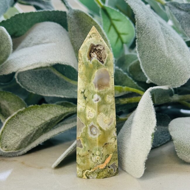 Green Rainforest Rhyolite Jasper Tower Point Generator -Medium 3-4"