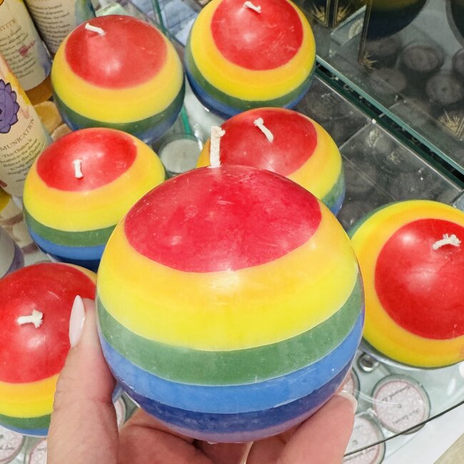 Chakra Globe Candle - Round Rainbow