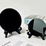 Black Obsidian Scrying Mirror - 4.75" Plate with Stand 12cm - Scry Divination Clairvoyance
