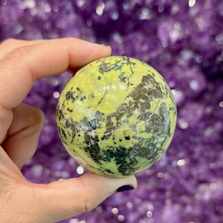 Serpentine in Pyrite Sphere Orb Globe - 45-50mm