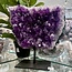 Dark Amethyst Druzy on Black Metal Pin Stand - Large 7" Rough Raw Natural Uraguay