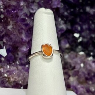 Carnelian Ring - Size 9 Bezel Set Rough Raw Natural - Sterling Silver