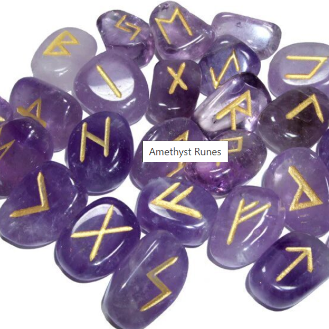 Amethyst Runes Set (Mini) - Velvet Bag Divination Tool Elder Futhark Casting Nordic