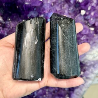 Black Tourmaline Polished Standing Free Form - Large (4-6")
