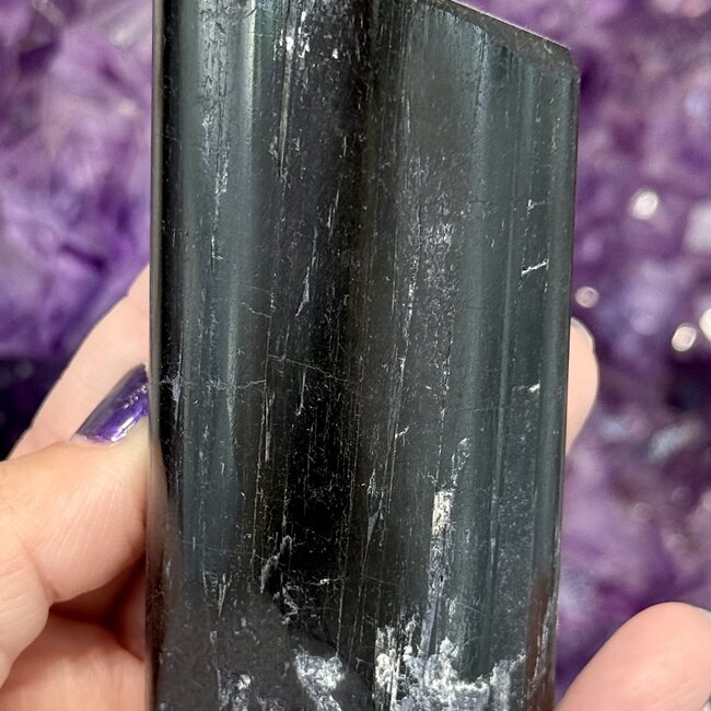 Black Tourmaline Polished Standing Free Form - Large (4-6")