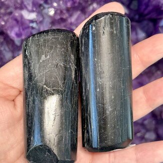 Black Tourmaline Polished Standing Free Form - Medium (3-4")