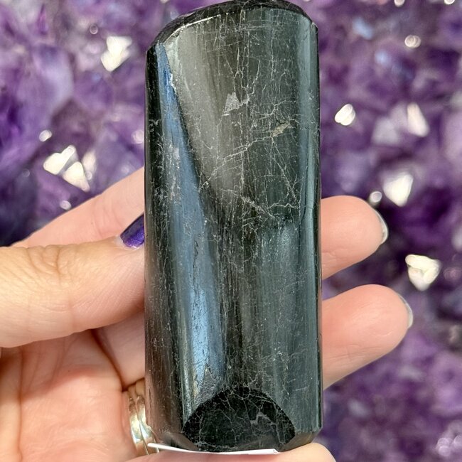 Black Tourmaline Polished Standing Free Form - Medium (3-4")