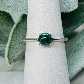Malachite Rings - Size 6 Round Circle Claw Prong Set - Sterling Silver Malachite Rings - Size 6 Round Circle Claw Prong Set - Sterling Silver