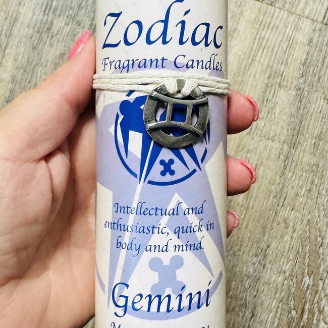 Gemini Candle - Zodiac Astrology - Charm Pewter Pendant Necklace