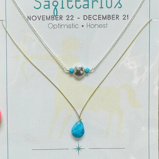 Sagittarius Necklace - Turquoise Zodiac - Silver Sparrow